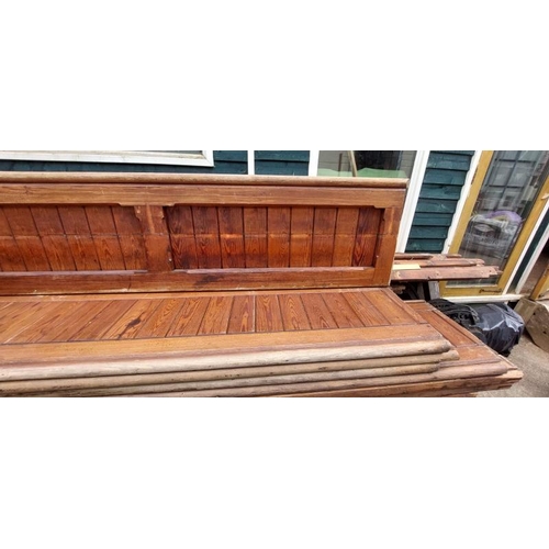 765 - Approx. thirty pitch pine pew backs, approximately 7.5-9ft long  / All lots are located at Gower Rec... 