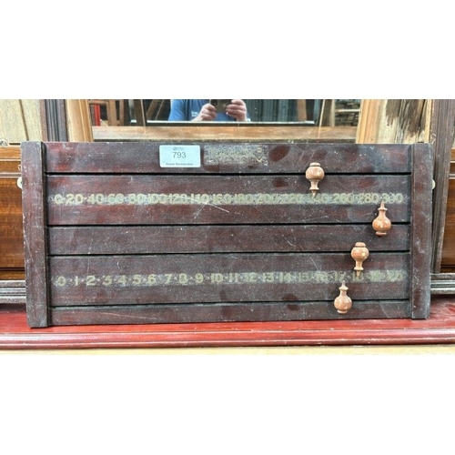 793 - Burroughes & Watts snooker score board, 29cm (h) x 56cm (w)  / All lots are located at Gower Reclama... 