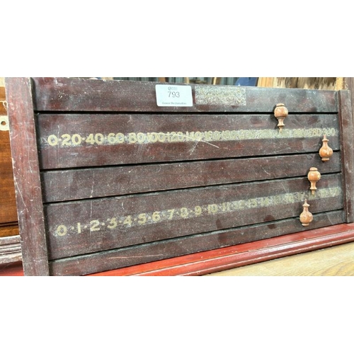 793 - Burroughes & Watts snooker score board, 29cm (h) x 56cm (w)  / All lots are located at Gower Reclama... 