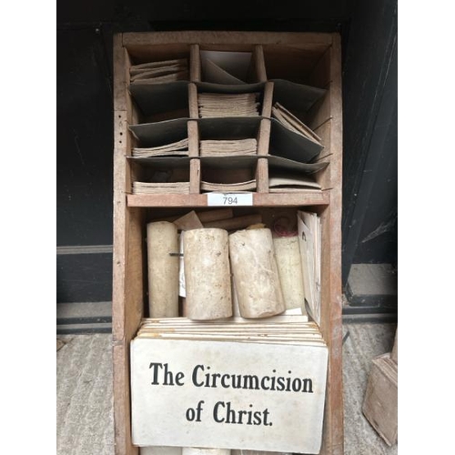 794 - Church storage box for hymn numbers, 78cm (h) x 32cm (w)  / All lots are located at Gower Reclamatio... 