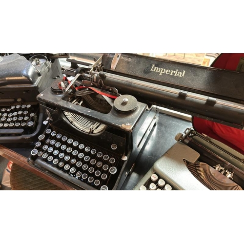 802 - Three typewriters through the ages, imperial circa 1930's,Remington Noiseless circa 1930's, Empire C... 