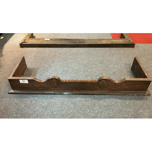 803 - A wood fender bound with hammered copper, 16cm (h) x 112cm (w) x 36cm (d)  / All lots are located at... 