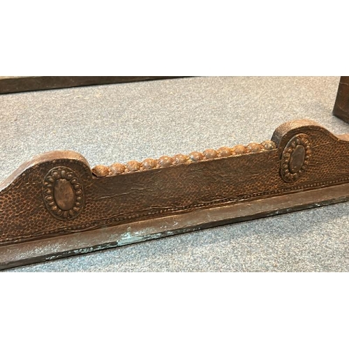 803 - A wood fender bound with hammered copper, 16cm (h) x 112cm (w) x 36cm (d)  / All lots are located at... 