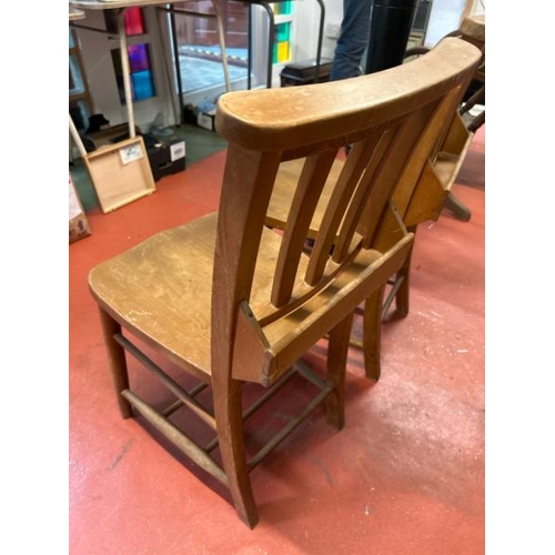 89 - A pair of beech and elm chapel chairs, 82cm (h) x 37cm (w) x 42cm (d)  / All lots are located at Gow... 