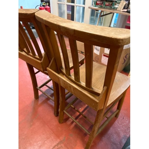 89 - A pair of beech and elm chapel chairs, 82cm (h) x 37cm (w) x 42cm (d)  / All lots are located at Gow... 