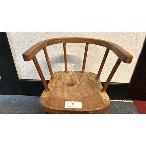 9 - A small pine children's chair, 50cm (h) x 35cm (w) x 34cm (d)  / All lots are located at Gower Recla... 