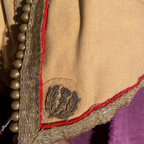 737 - Traditional beige vest with gold and red trim. Intricate button detail and satin interior lining.   ... 