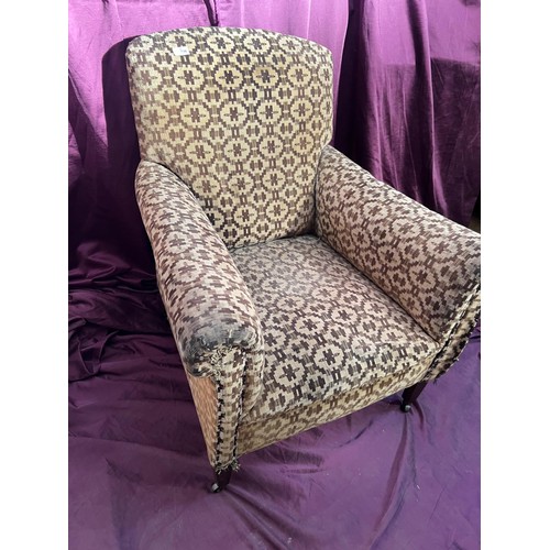 796 - 20th century easy armchair in original fabric, 84cm (h) x 79cm (w) x 79cm (d) / All lots are located... 