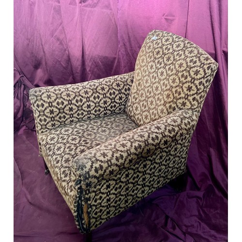 796 - 20th century easy armchair in original fabric, 84cm (h) x 79cm (w) x 79cm (d) / All lots are located... 