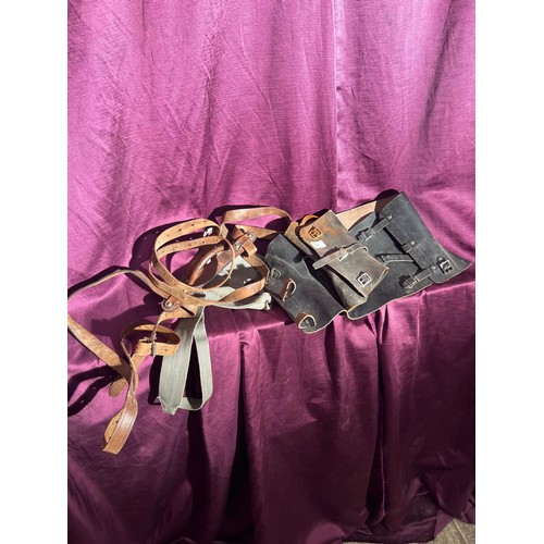 800 - Assorted leather anklets, straps, and a webbing water bottle holder / All lots are located at The Ba... 