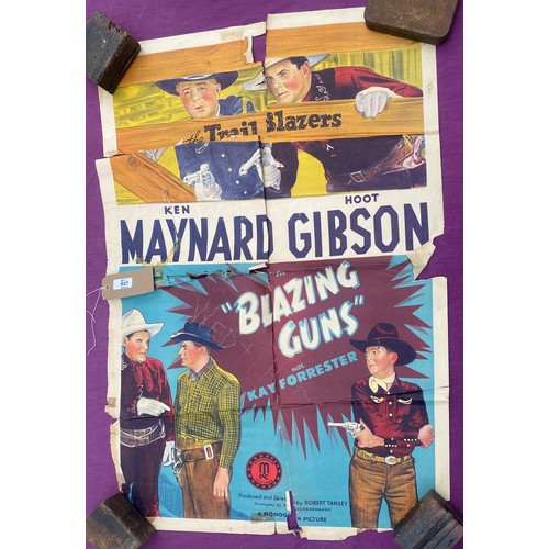 827 - Original film poster, Blazing Guns featuring Ken Maynard and Hoot Gibson  / All lots are located at ... 