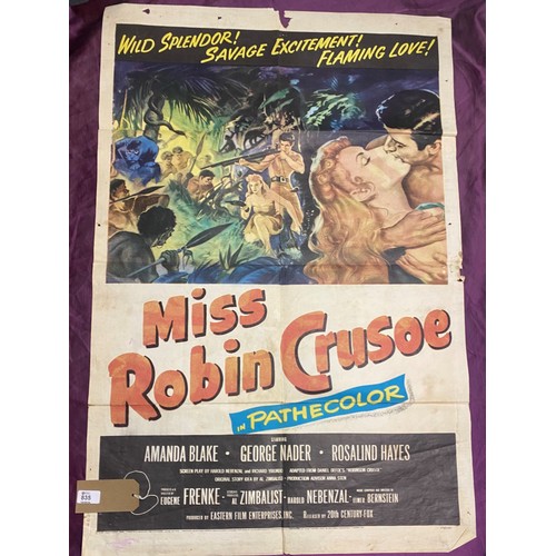 835 - Original film poster, Miss Robin Crusoe featuring Amanda Blake  / All lots are located at The Barn, ... 