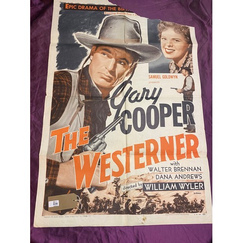 836 - Original film poster, The Westerner featuring Gary Cooper  / All lots are located at The Barn, Hamps... 