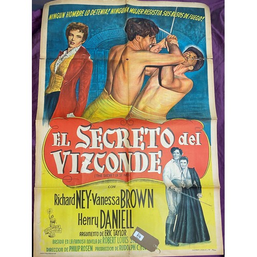 878 - Original film poster, El Secreto del Vizconde featuing Richar Ney  / All lots are located at The Bar... 