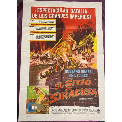 881 - Original film poster, El Sitio De Siracusa featuring Rossano Brazzi  / All lots are located at The B... 