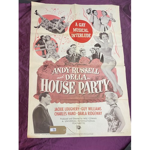 886 - Original film poster, House Party featuring Andy Russell and Della  / All lots are located at The Ba... 