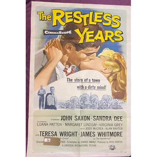 896 - Original film poster, The Restless Years featuring John Saxon and Sandra Dee  / All lots are located... 