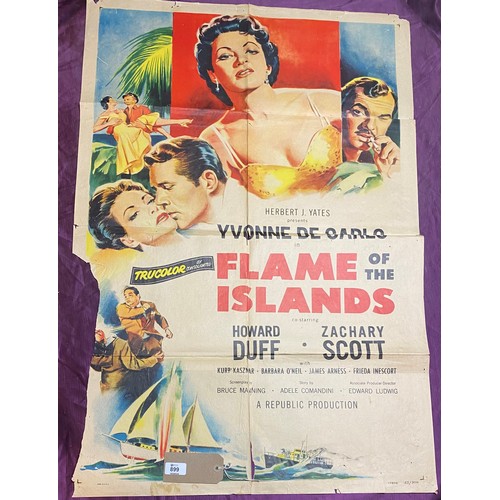 899 - Original film poster, Flame of the Islands, featuring Howard Duff and Zachary Scott  / All lots are ... 