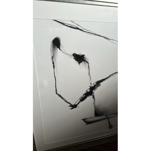 540 - A modern framed and glazed charcoal style abstract print, 100cm (h) x 100cm (w)  / All lots are loca... 