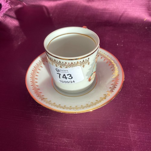 743 - French porcelaine de luxe cup and saucer  / All lots are located at The Barn, Hampstead Farm, Nr Hen... 