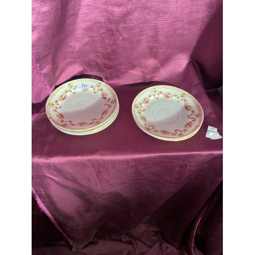 757 - Floral saucers, possibly to match lot 745  / All lots are located at The Barn, Hampstead Farm, Nr He... 