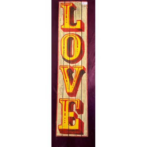 781 - Circus style wooden sign 'Love'  / All lots are located at The Barn, Hampstead Farm, Nr Henley on Th... 