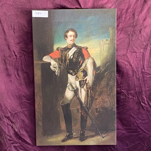 784 - A 20th century print on canvas of a 19th century household division lifeguards cavalry officer / All... 