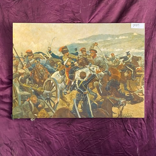 790 - A 20th century oleograph depicting a cavalry charge at Balaclava during the Crimean war of 1854 / Al... 