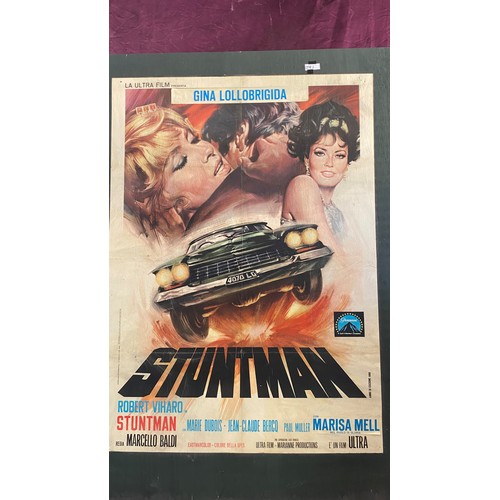 791 - A 1960's original movie poster on board, entitled 'Stuntman', featuring Gina Lollobrigida  / All lot... 