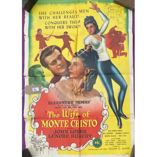 820 - Original film poster, The Wide of Monte Christo featuring John Loder and Lenore Aubert  / All lots a... 