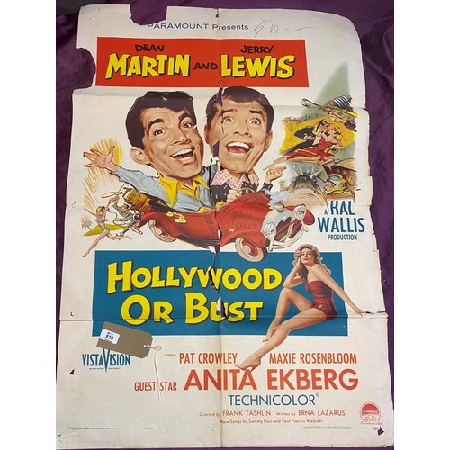 838 - Original film poster, Hollywood or Bust featuring Dean Martin and Jerry Lewis  / All lots are locate... 