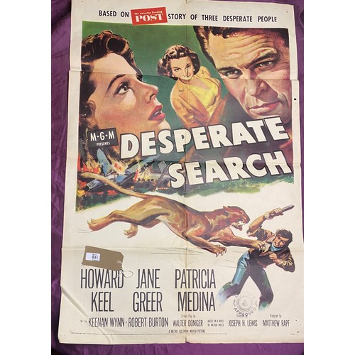 841 - Original film poster, Desperate Search featuring Howard Keel  / All lots are located at The Barn, Ha... 