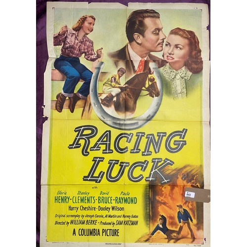 845 - Original film poster, Racing Luck featuring Gloria Henry and Stanley Clements  / All lots are locate... 