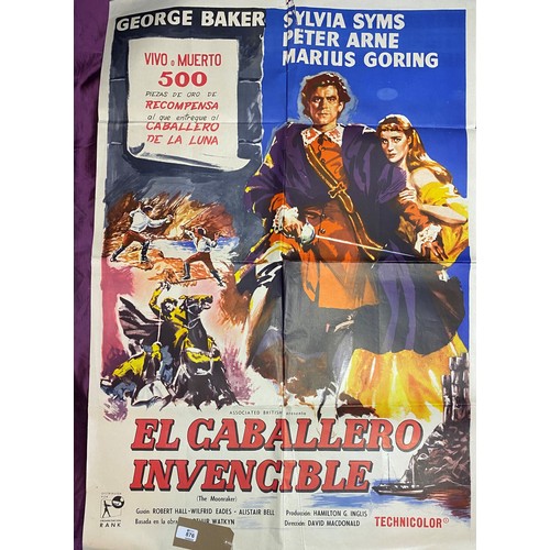 876 - Original film poster, El Caballero Invecible featuring George Baker  / All lots are located at The B... 