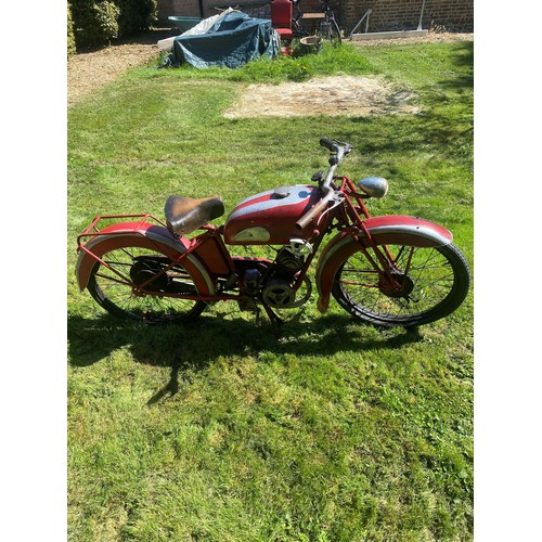 912 - A 1920's French single cylinder motorcycle, unknown make and model, art deco design with fishtail ex... 