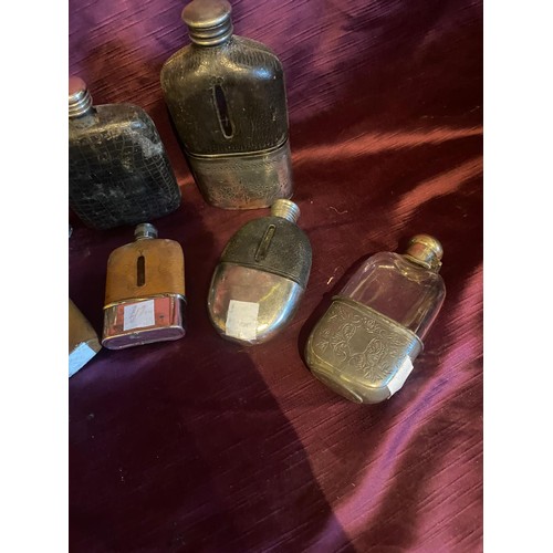 847 - Ten assorted 19th century hip flasks  / All lots are located at The Barn, Hampstead Farm, Nr Henley ... 