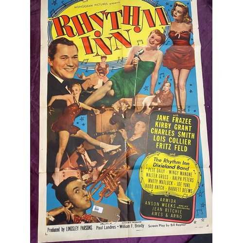 900 - Original film poster, Rhythm Inn featuring Jane Frazee and Kirby Grant  / All lots are located at Th... 