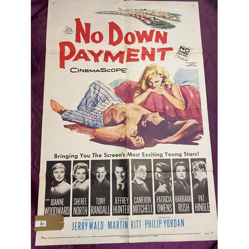 901 - Original film poster, No Down Payment featuring Joanne Woodward  / All lots are located at The Barn,... 