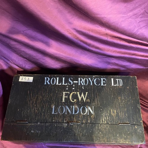 853 - A 20th century Rolls Royce Ltd London engineers trunk with carrying handle, 21cm (h) x 81cm (w) x 41... 