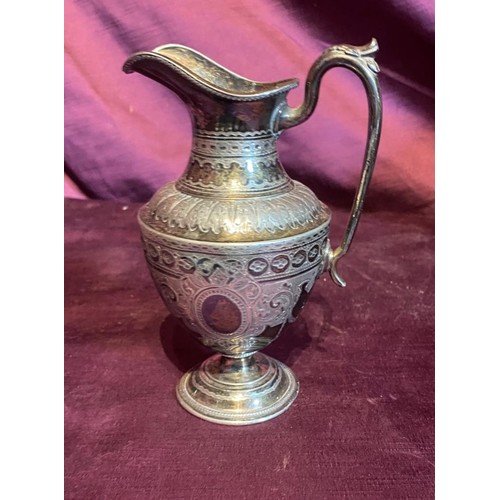 863 - Set of four antique EPNS silver tea service pieces, including intricately engraved teapot, sugar bow... 