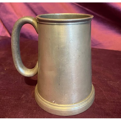 865 - Royal Military style pewter tankard with handle, inscribed 