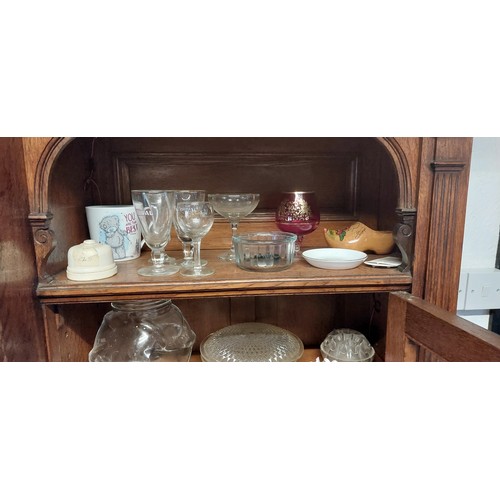 36 - A quantity of assorted bric-a-brac including glassware, bone china, lamp shades, crockery etc.   / A... 