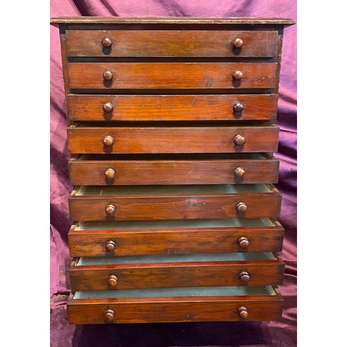 474 - A 19th century flight of collectors drawers, of fine quality, ten drawers each with paper lining and... 