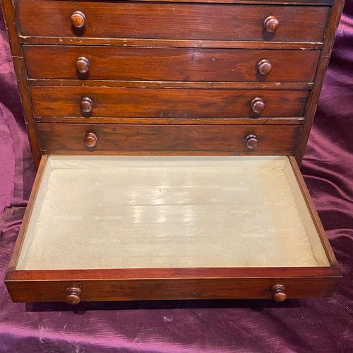 474 - A 19th century flight of collectors drawers, of fine quality, ten drawers each with paper lining and... 