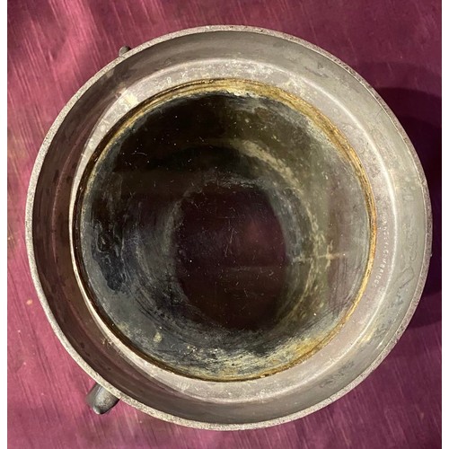 684 - A 19th century tri-handled presentation rowing tankard, in pewter / All lots are located at The Barn... 