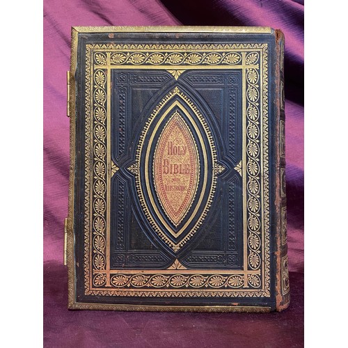 687 - Early 19th century family bible with ornate decoration, with family history, in generally good condi... 