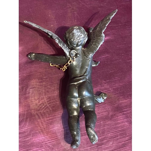 916 - A 19th century Italian bronze cherub which would suspend from the chain / All lots are located at Th... 