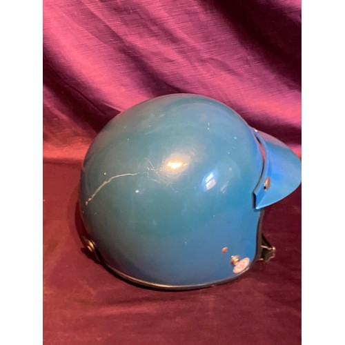 857 - Vintage Centurion safety helmet, blue with brass rivets. Manufacturer's badge on front.  / All lots ... 