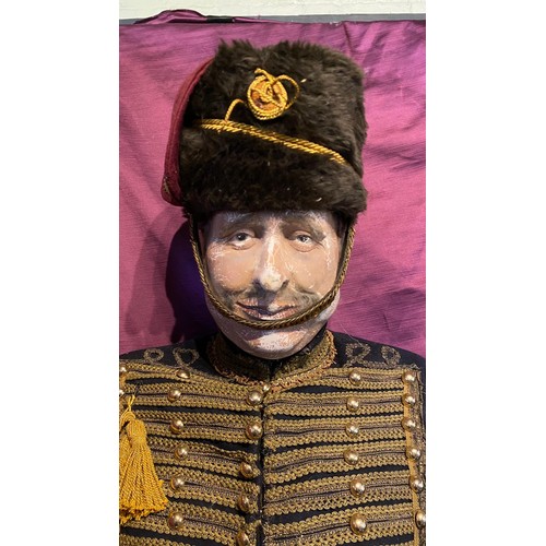 720 - A mid-20th century life sized mannequin of a gentleman dressed as a Hussar, vendor states that costu... 