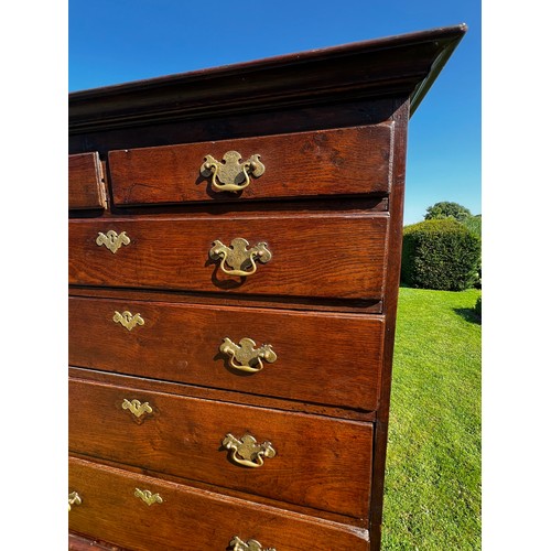 698 - A 18th century Georgian chest-on-chest in oak, good original colour and patina, top half two over fo... 